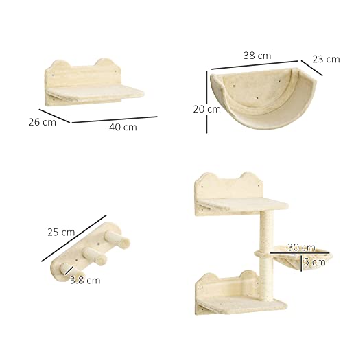 Kiipeilypuu seinään kiinnitettävä 4-os 5 kg Beige