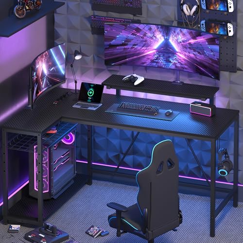 Pelipöytä L-Shape LED 2xUSB 3xAC 147cm