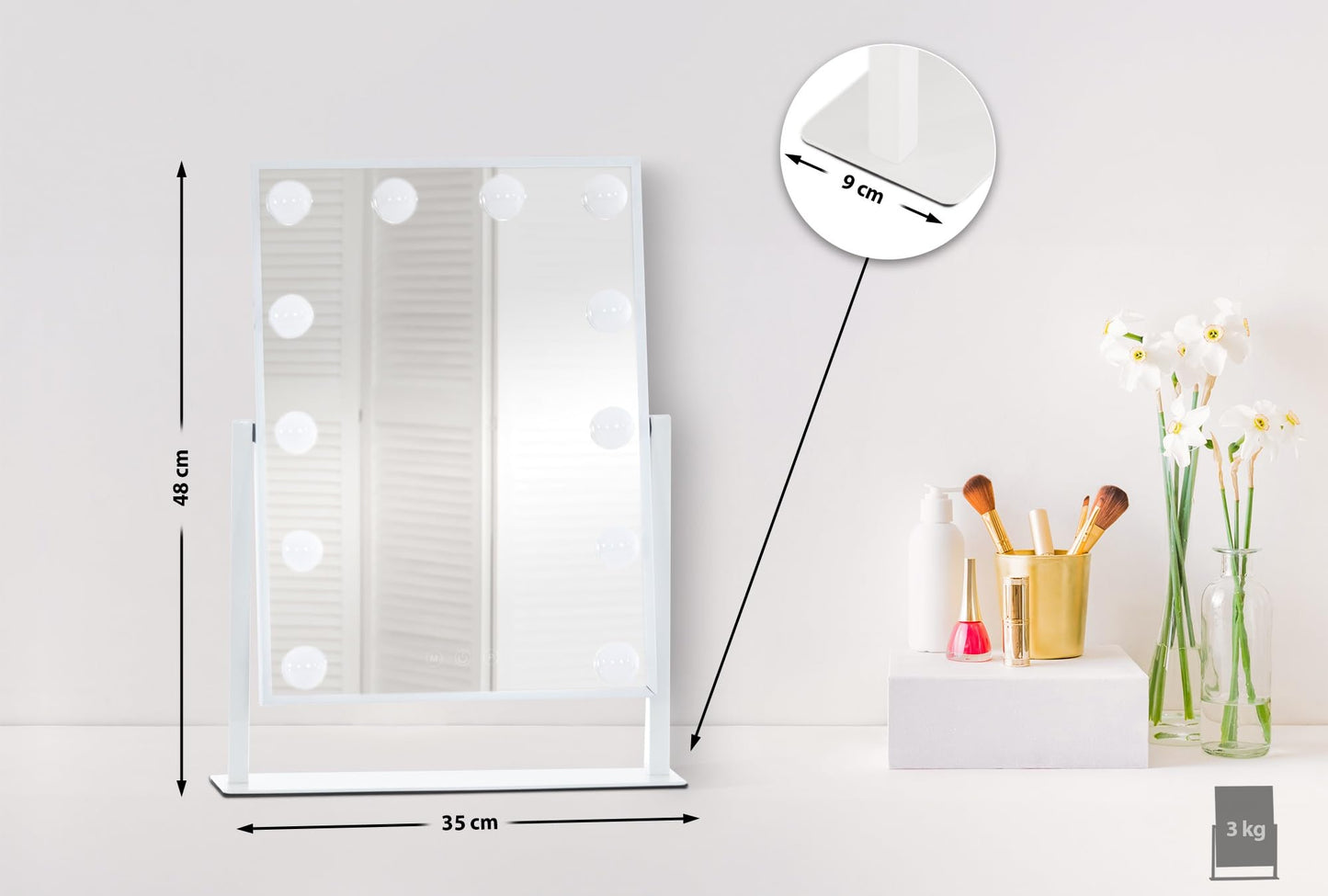 Meikkipeili Yaren Led 48 x35 cm