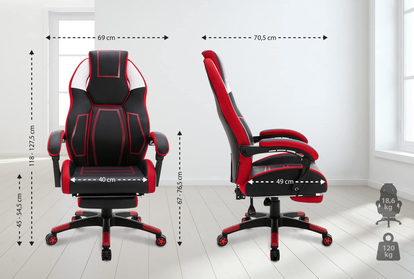 Työtuoli jalkatuella MU/PU