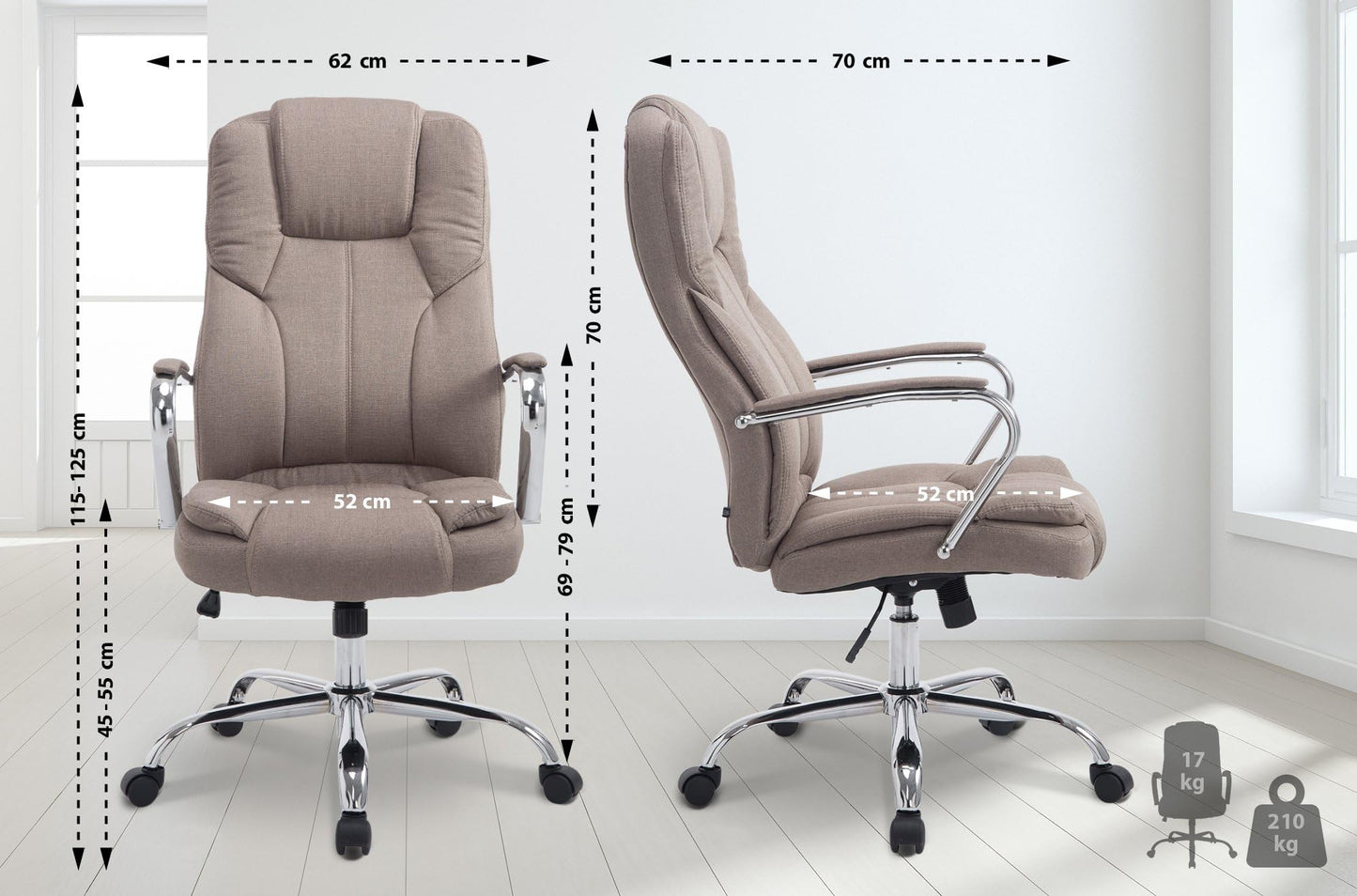 Toimistotuoli Polyesteri 210 kg HRuskea