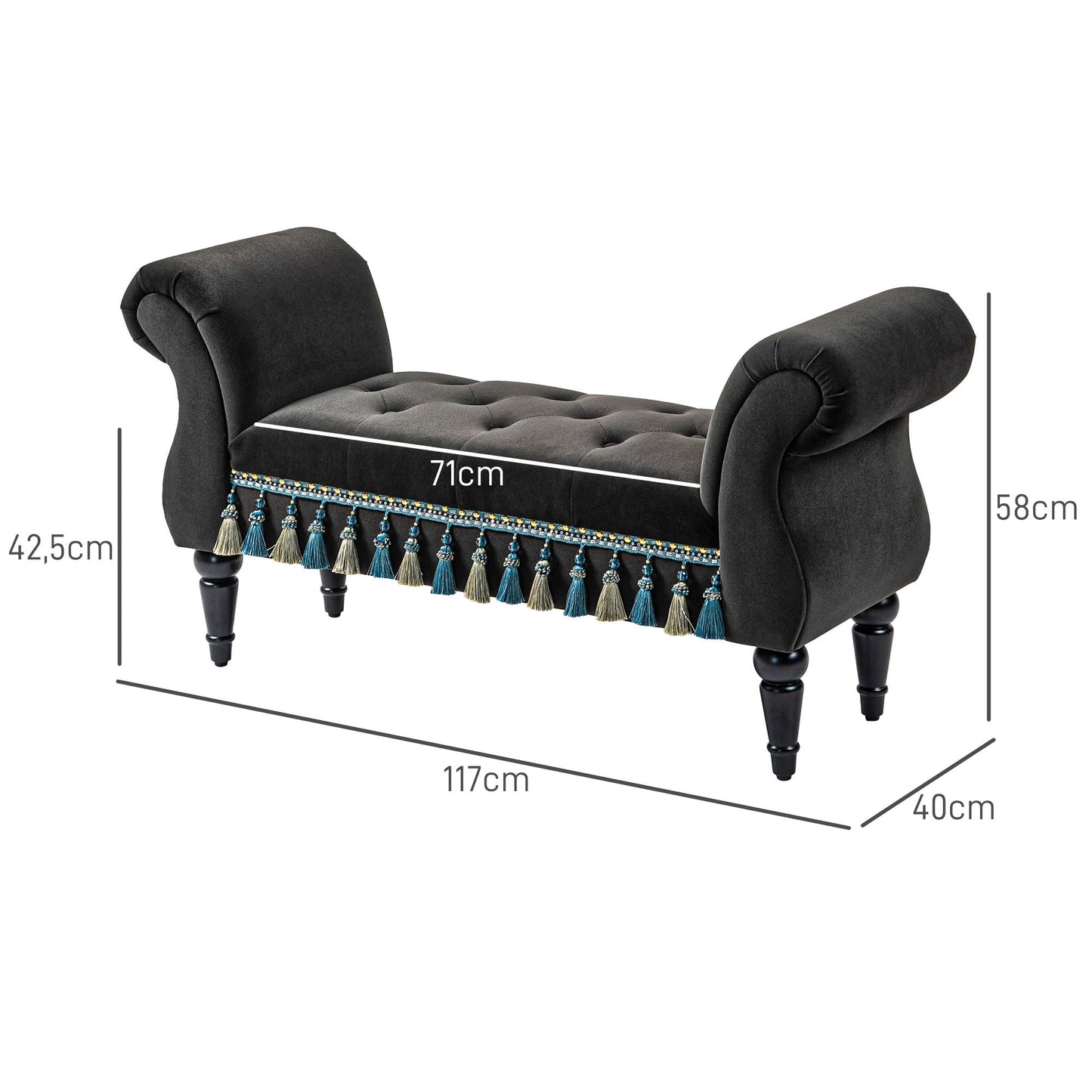 Luxus istuinpenkki Vintage 117 cm 150 kg Darkgrey