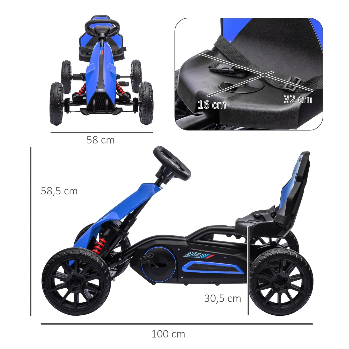 Polkuauto Gokart Sininen
