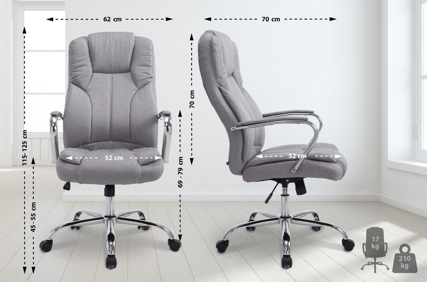 Toimistotuoli Polyesteri 210 kg VHarmaa