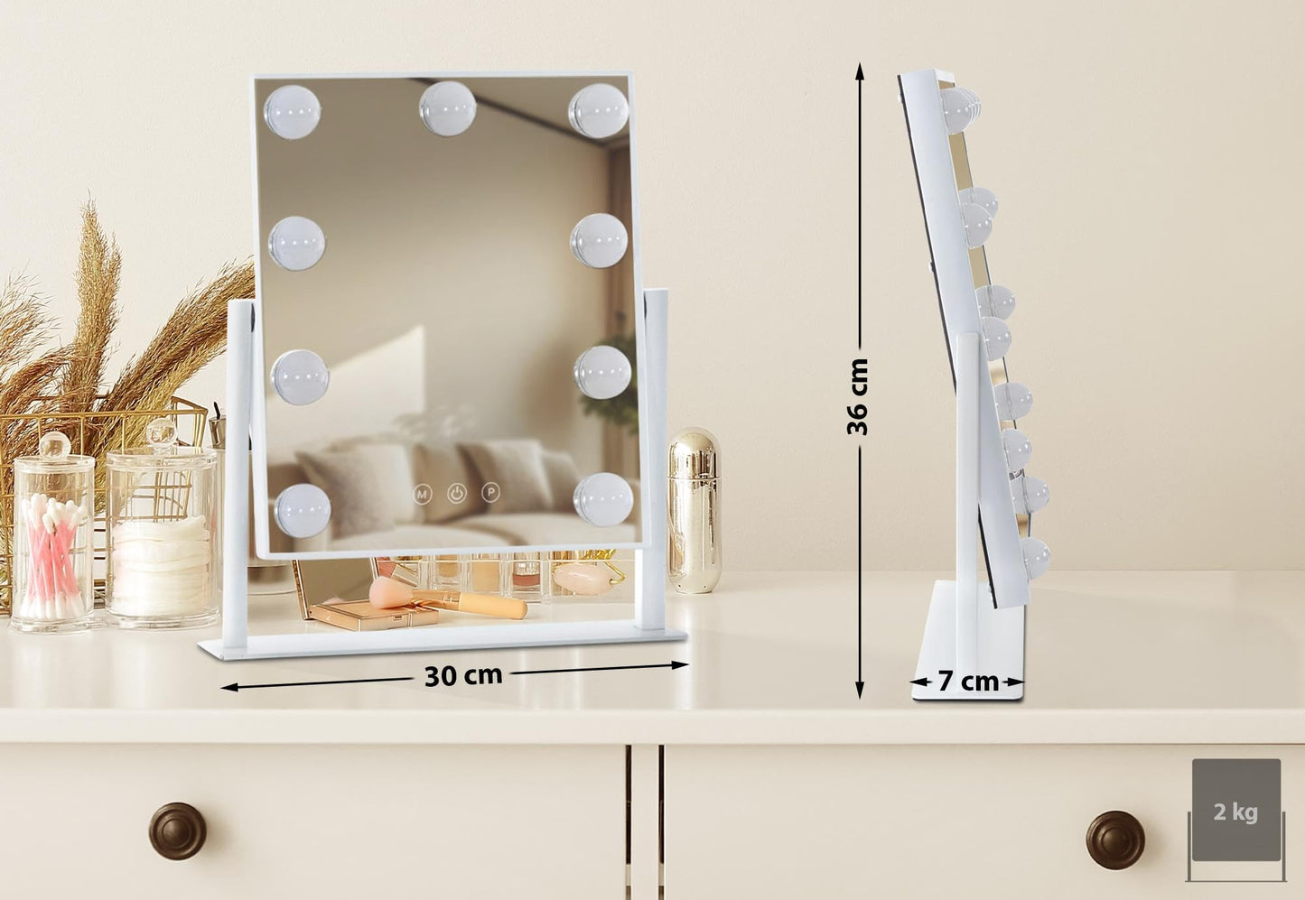 Meikkipeili Majuro LED 36 x30 cm