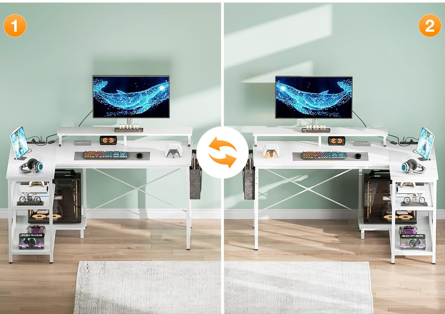 Pelipöytä Led L -Shape 120x80cm