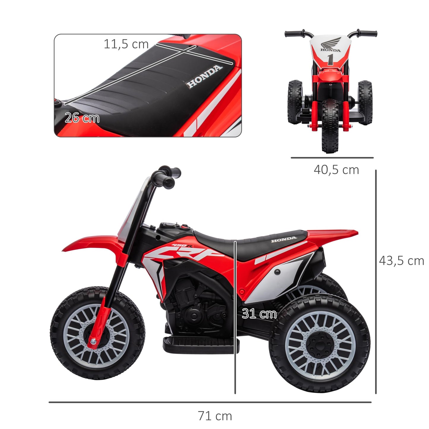 Sähkömopo HONDA 6V 3km/h Red
