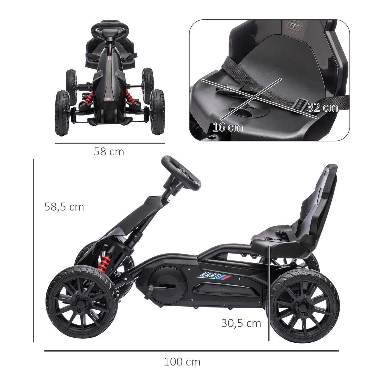 Polkuauto Gokart Musta