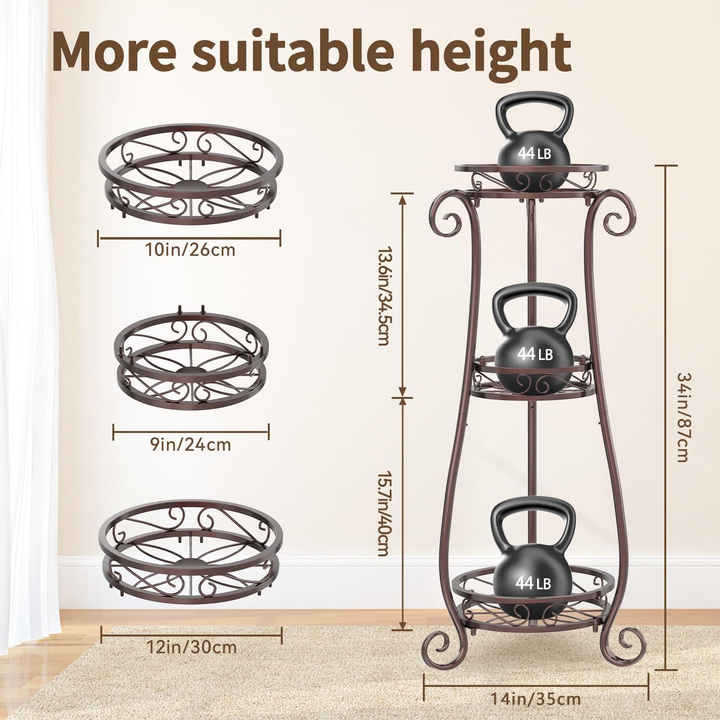 Kukkateline 3-kerrosta 86 cm