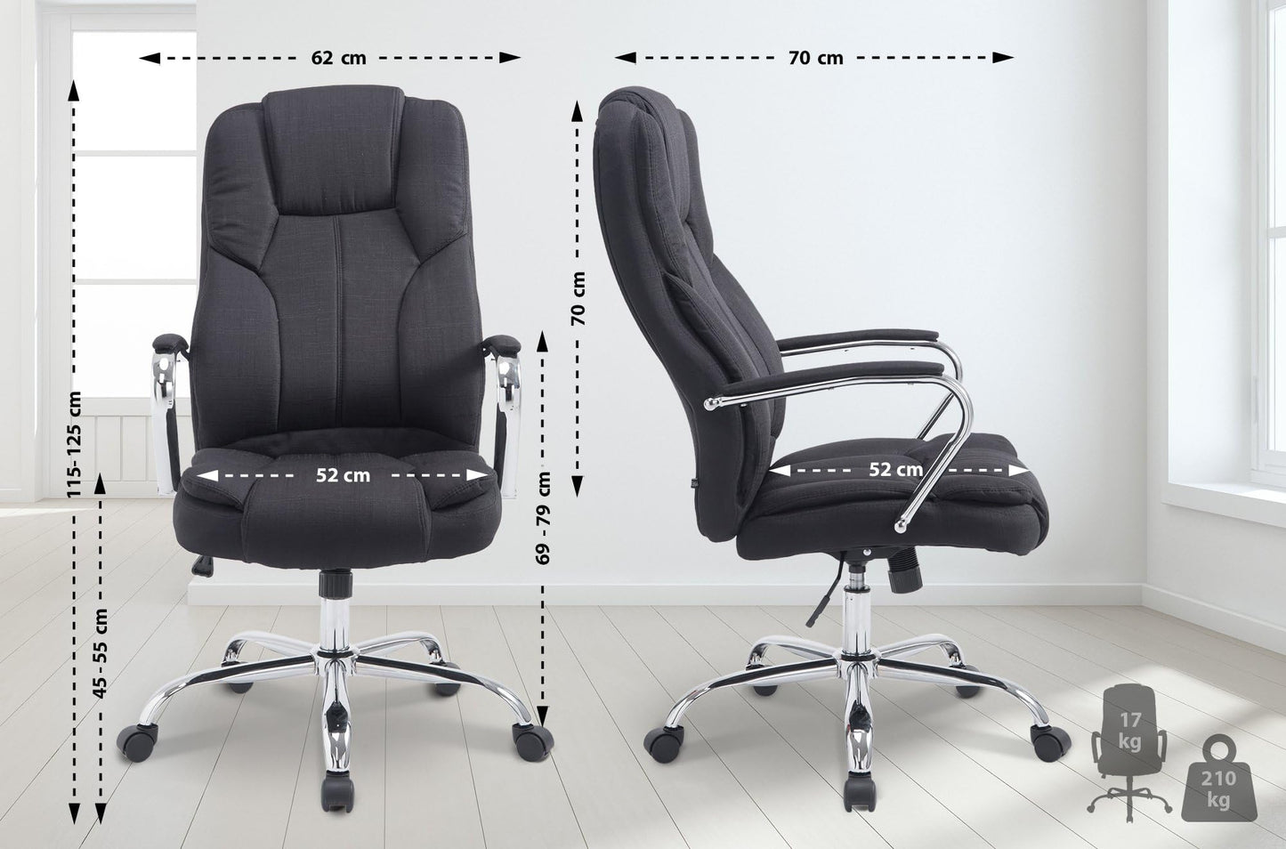 Toimistotuoli Polyesteri 210 kg Musta