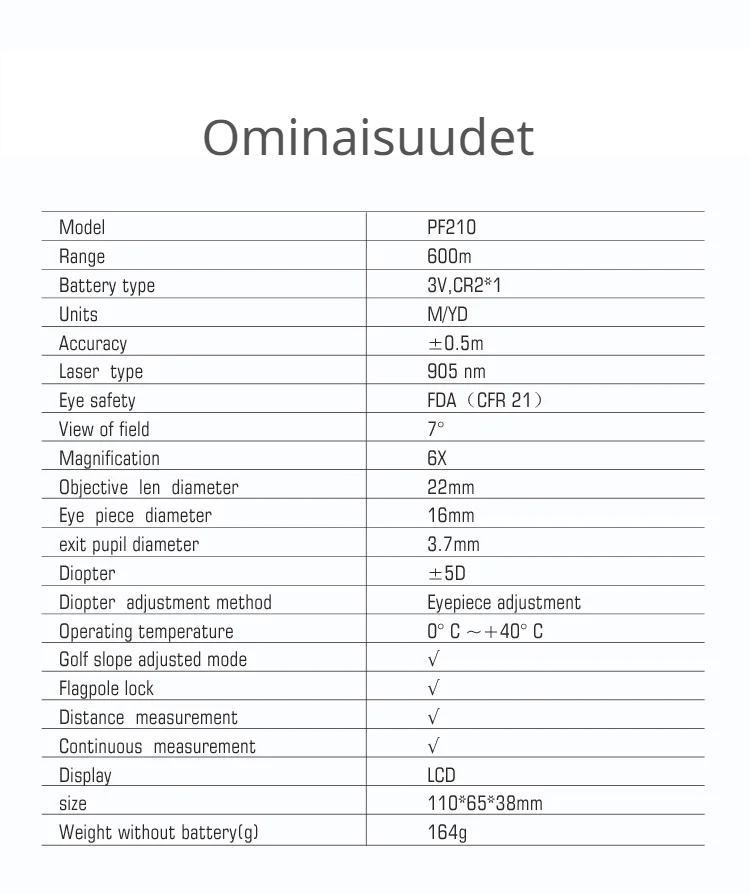Golf etäisyysmittari 600M
