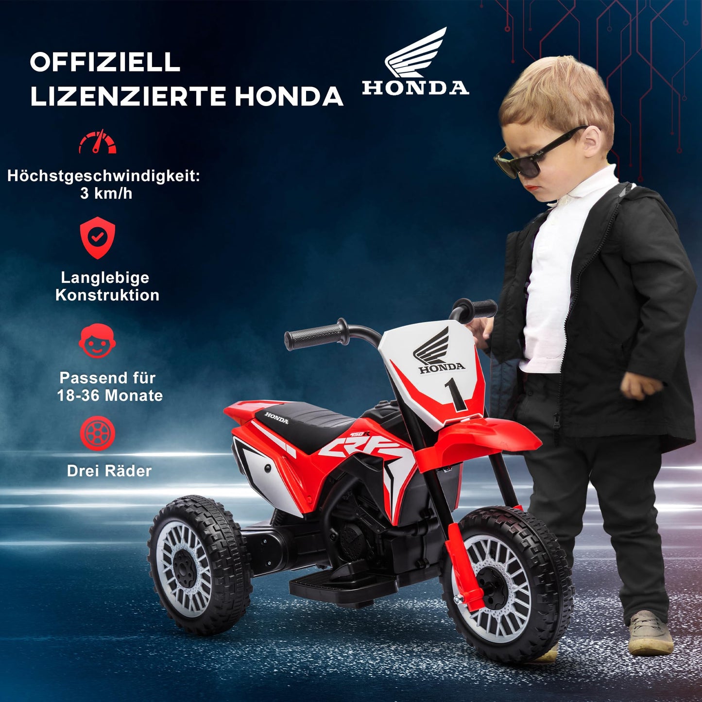 Sähkömopo HONDA 6V 3km/h Red