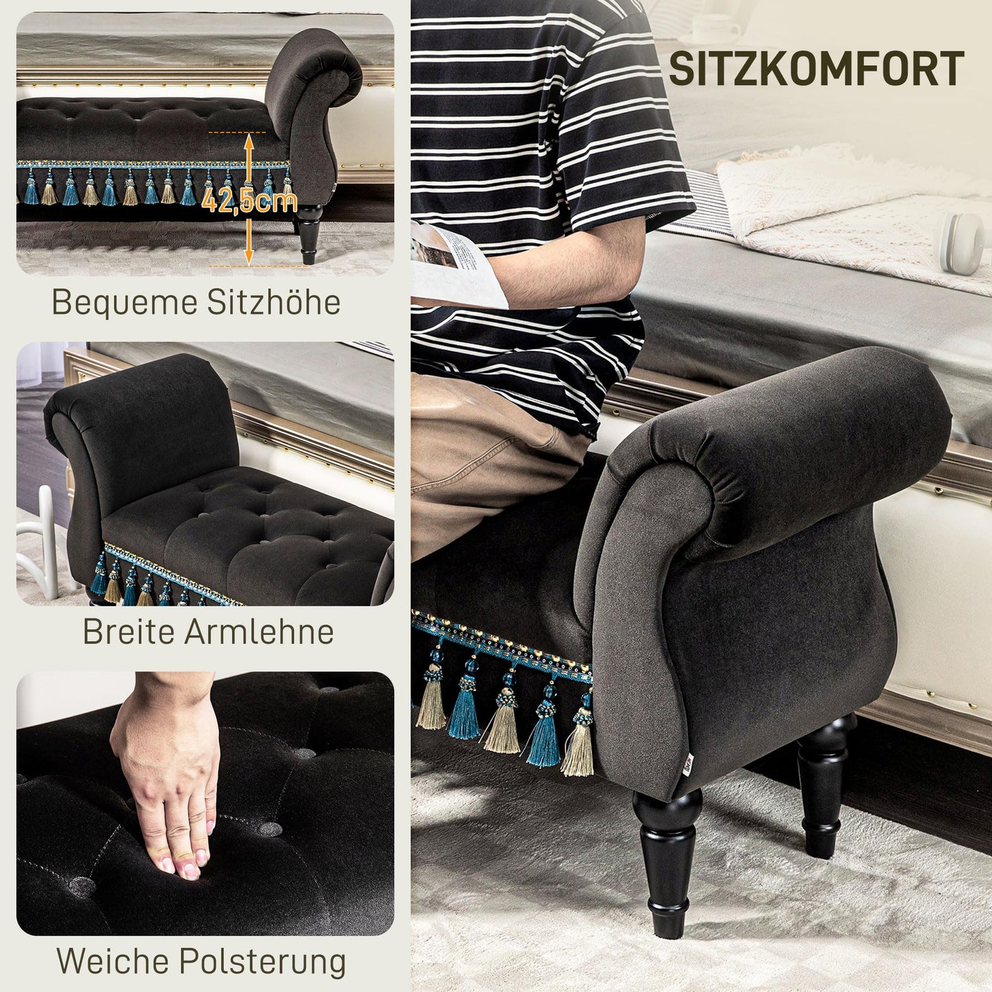 Luxus istuinpenkki Vintage 117 cm 150 kg Darkgrey