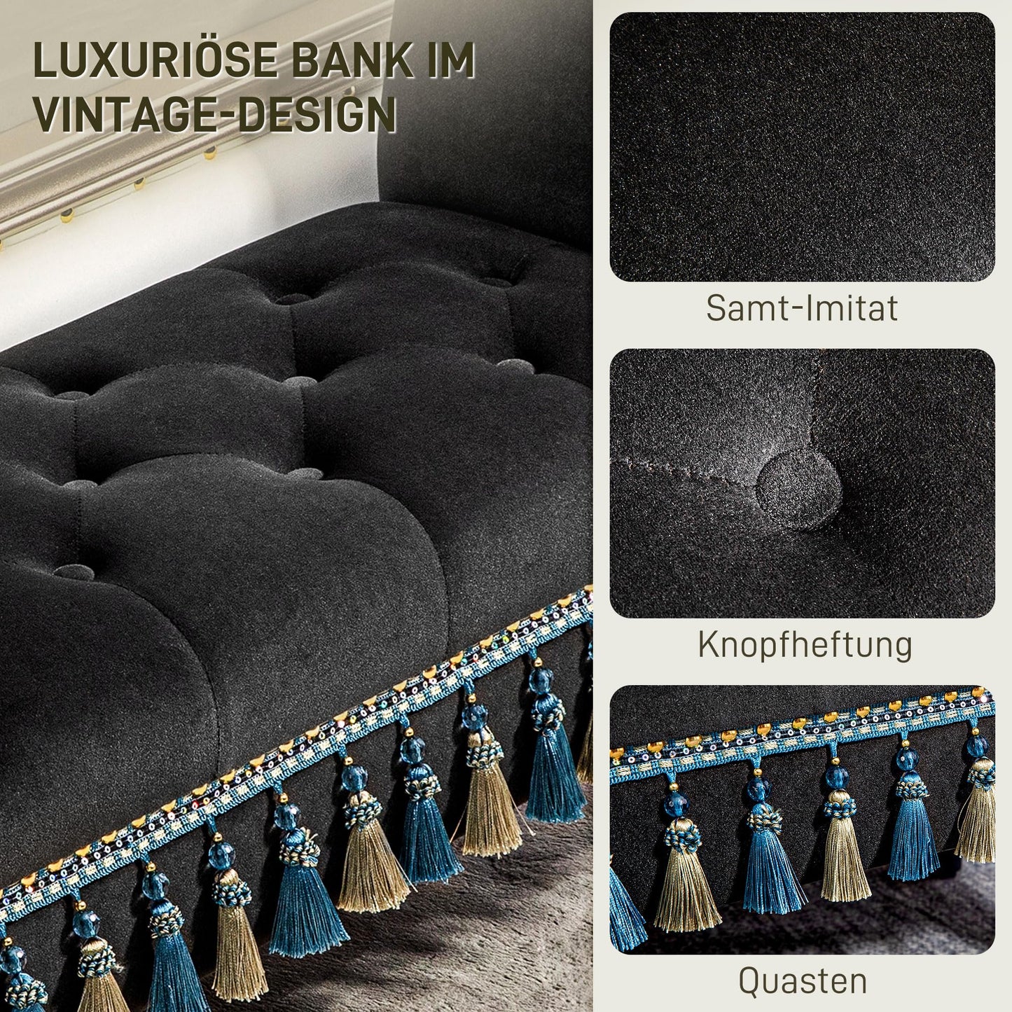 Luxus istuinpenkki Vintage 117 cm 150 kg Darkgrey