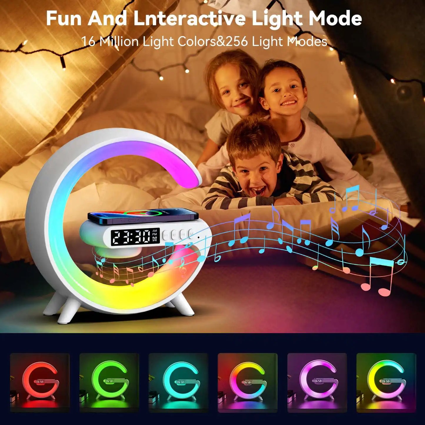Yövalolamppu herätyskello RGB