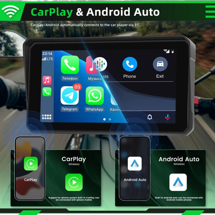 Moottoripyörän CarPlay and Android Auto