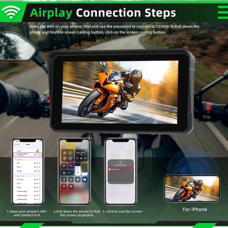 Moottoripyörän CarPlay and Android Auto