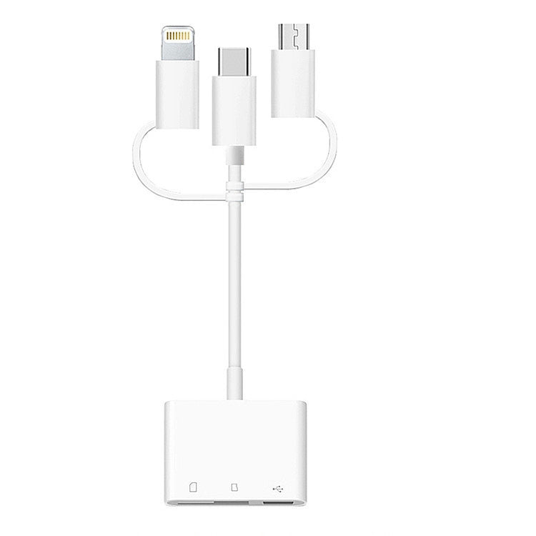 3 in 1 Micro USB And Type-C to TF & SD Korttilukija