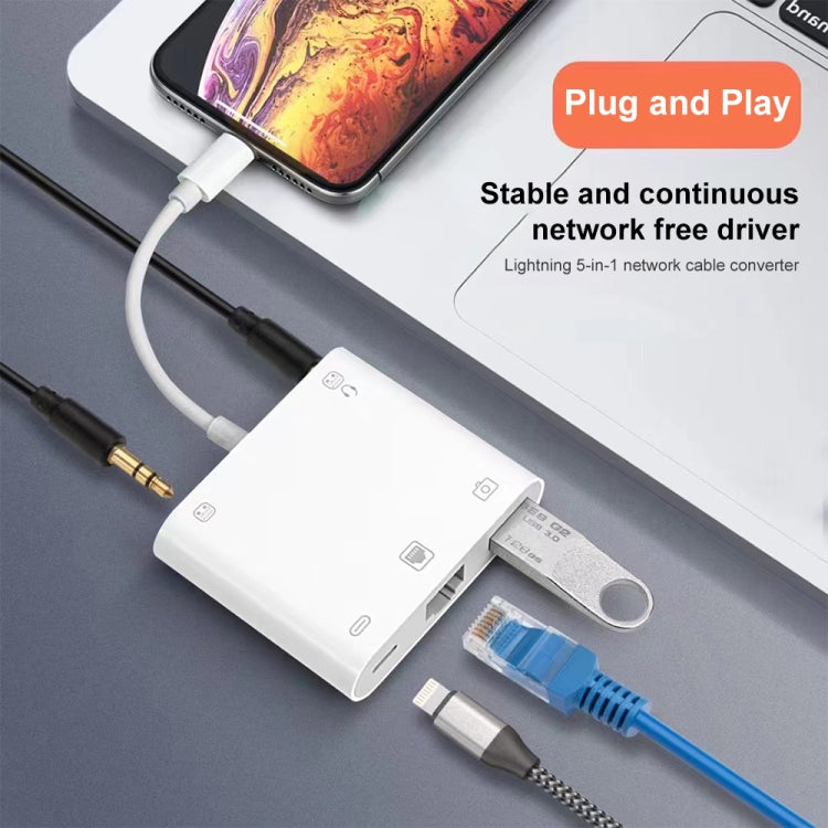 5 in 1 USB3.0 / RJ45 / 3.5mm Adapter