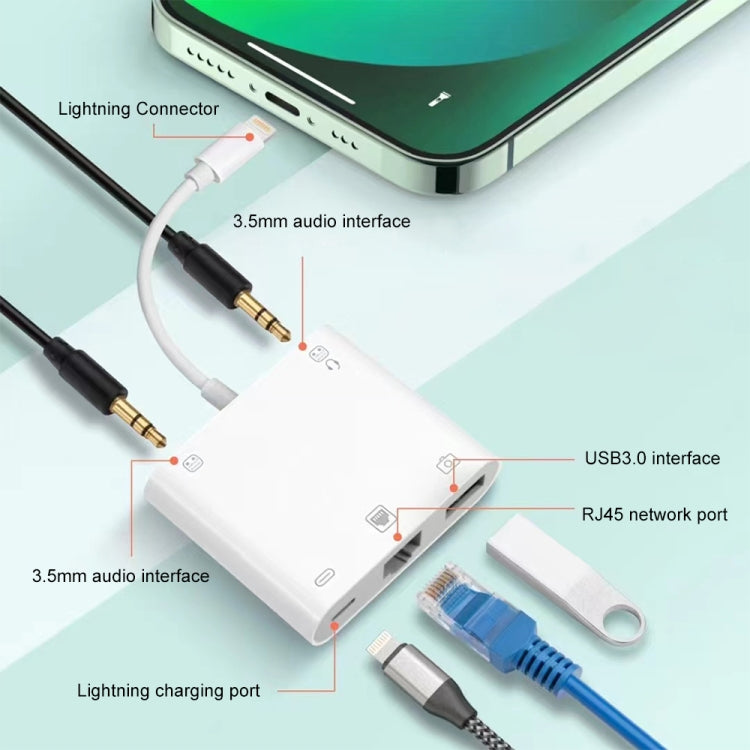 5 in 1 USB3.0 / RJ45 / 3.5mm Adapter