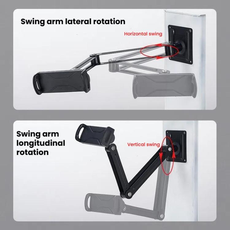 Long Arm Articulated Wall Mount Tablet Holder Adjustable Phone Mount with Detachable Base