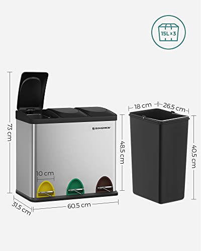 Roskakori polkimella 3 x 15 L