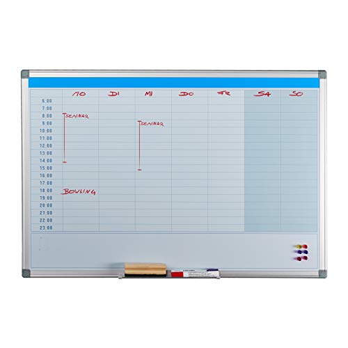 Valkotaulu magneettinen päiväkalenterilla 60 x 90 cm