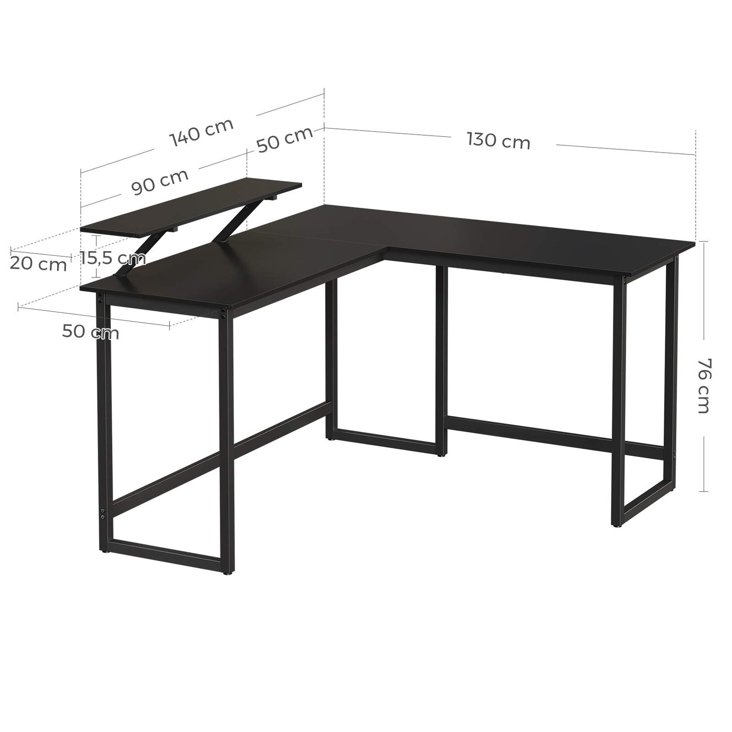 Kirjoituspöytä L-Shape 140x130 cm