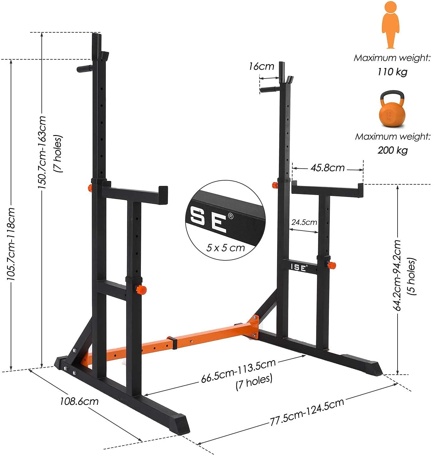 Kyykkyteline / Punnerrusteline 200 kg