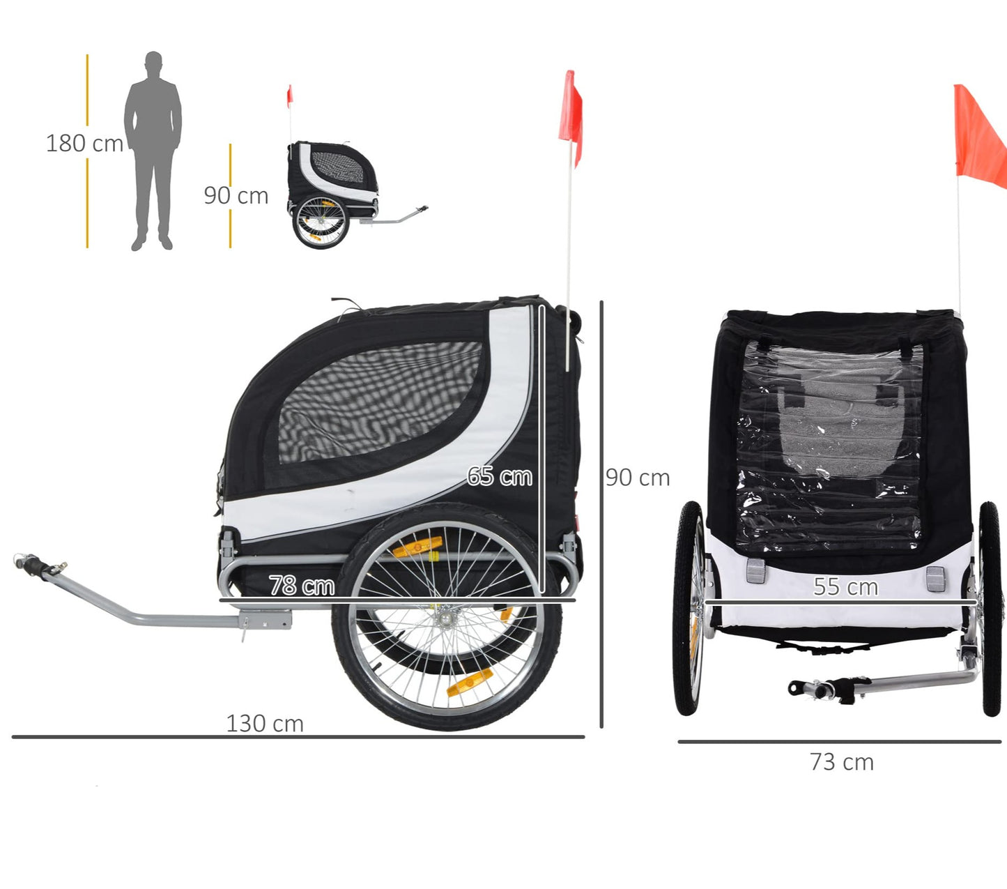 Polkupyörän peräkärry 20 kg Musta