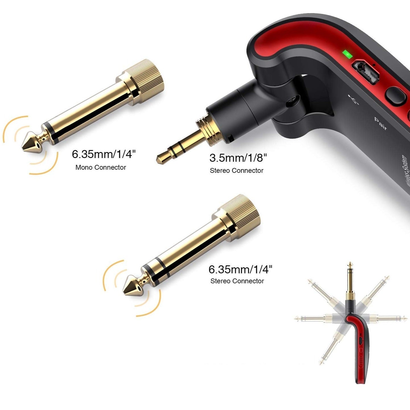 Langaton kitaralähetin ja vastaanotin Stereo 2.4Ghz