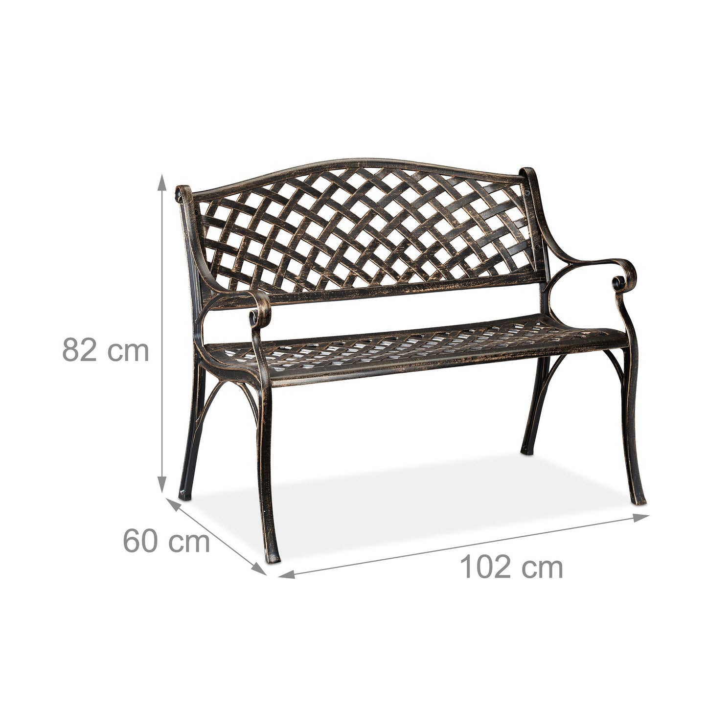 Puutarhapenkki alumiini 102 cm, musta-bronssi