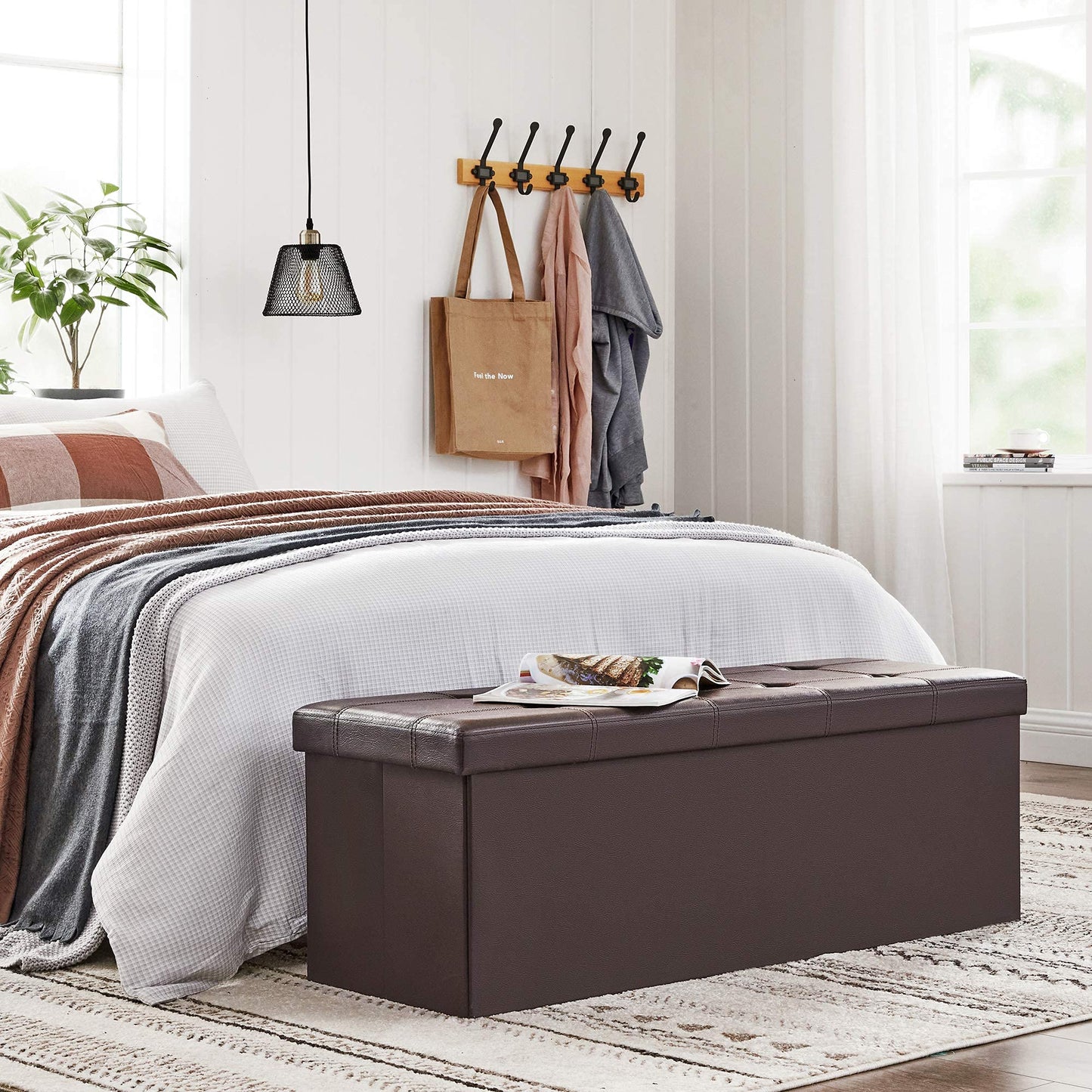 Istuinpenkki PU-nahka 110 cm ruskea