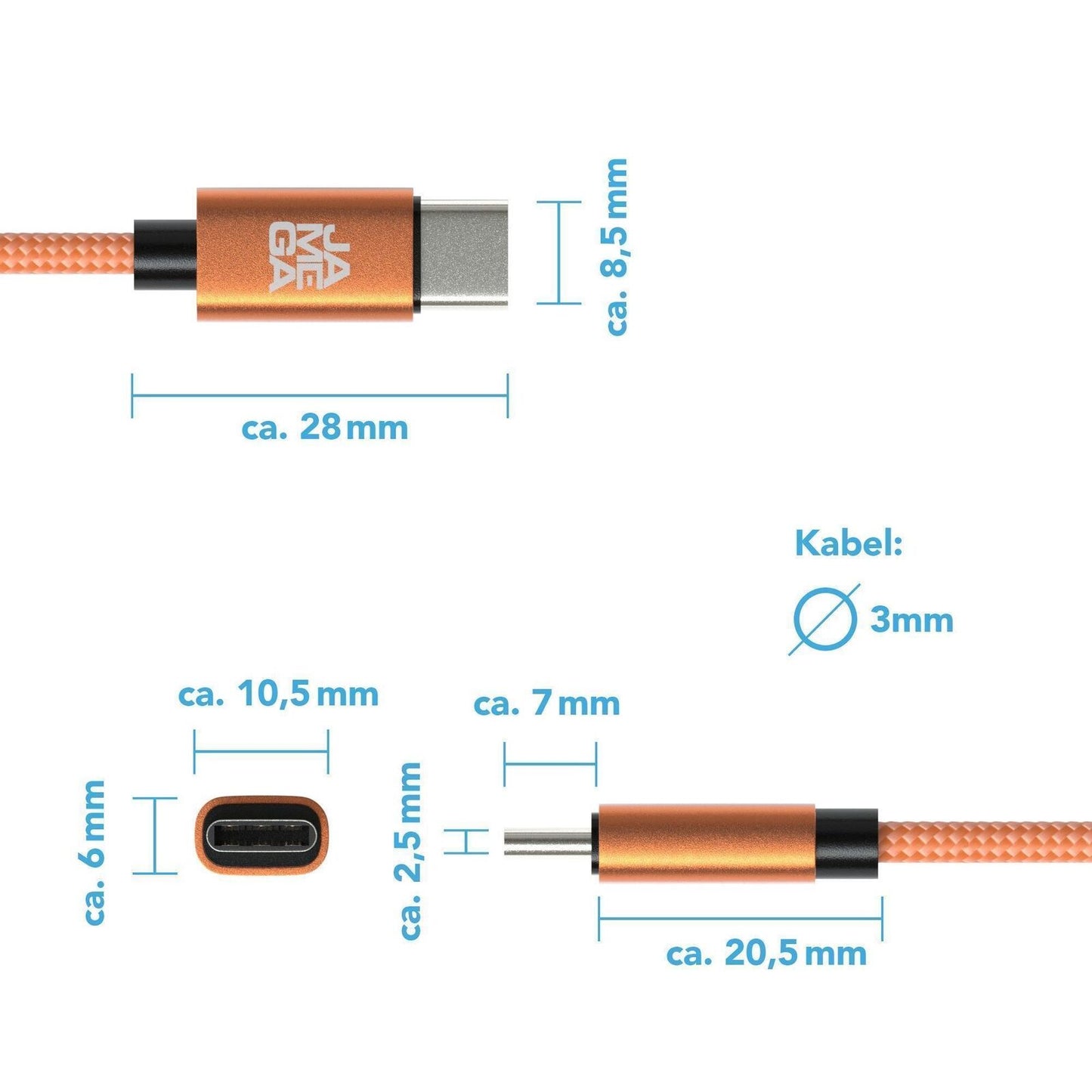 USB-C lataus- ja datakaapeli 2M