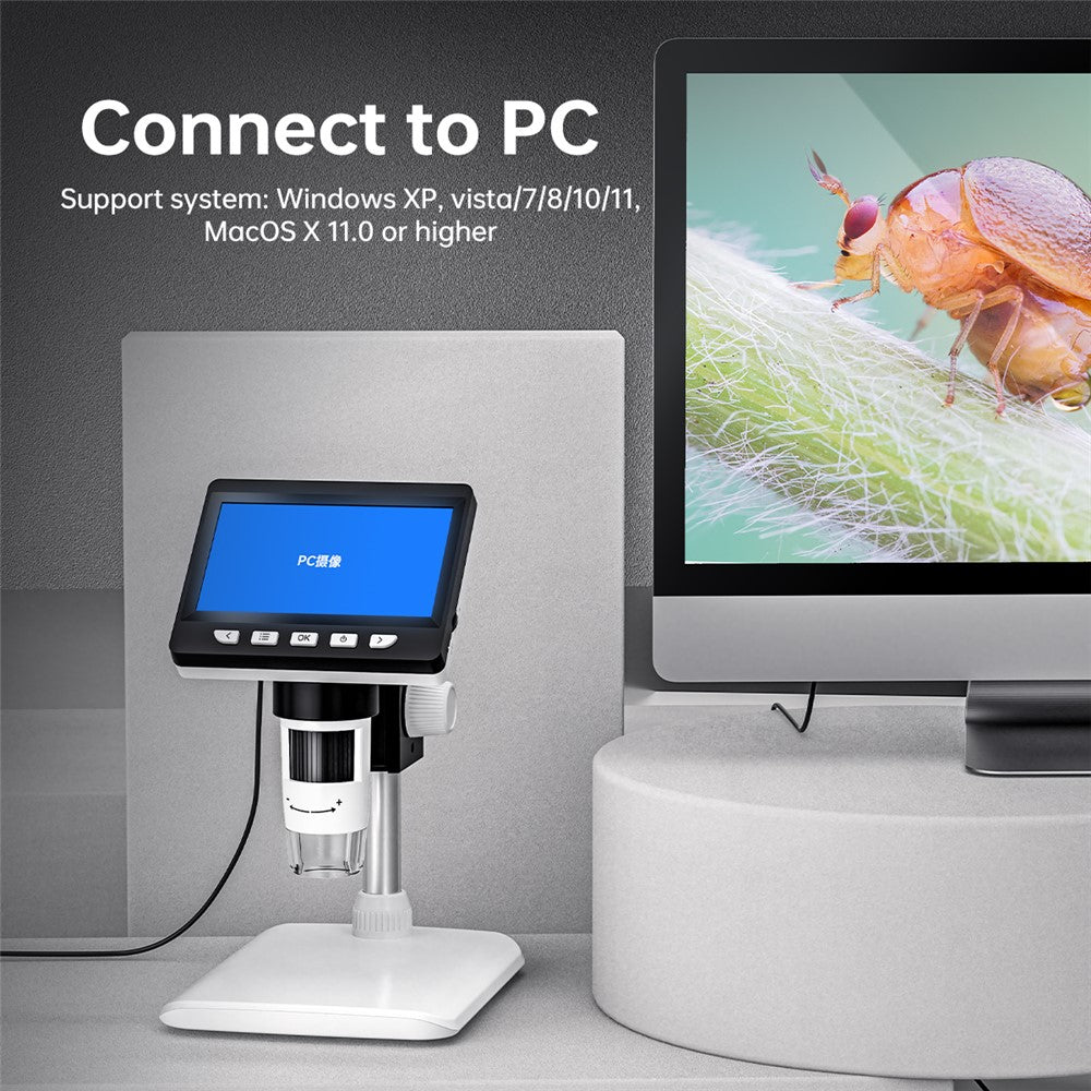 Mikroskooppi 1000X 4.3-inch Led LCD