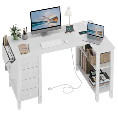 Kirjoituspöytä AC/USB L-Shape 120X50 cm