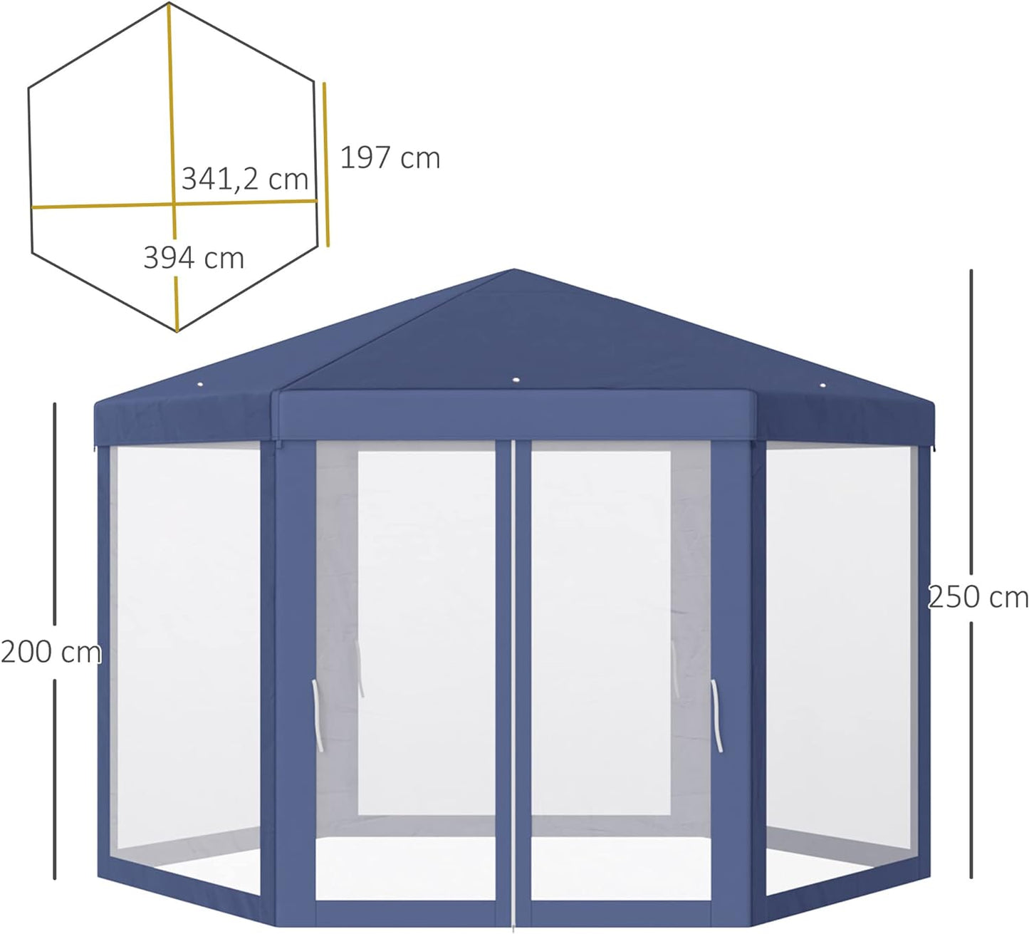 Paviljonki hyttysverkolla 394x341x250 cm