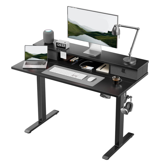 Sähköpöytä Laatikoilla Musta 100 x 60 cm