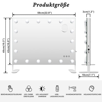 Meikkipeili Led 18 Lampua 43 x 58 cm