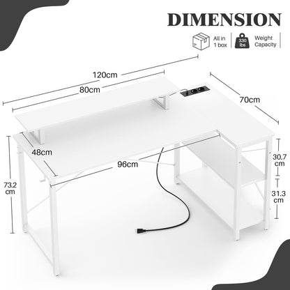 Kirjoituspöytä LED AC/USB 120 x 70 cm