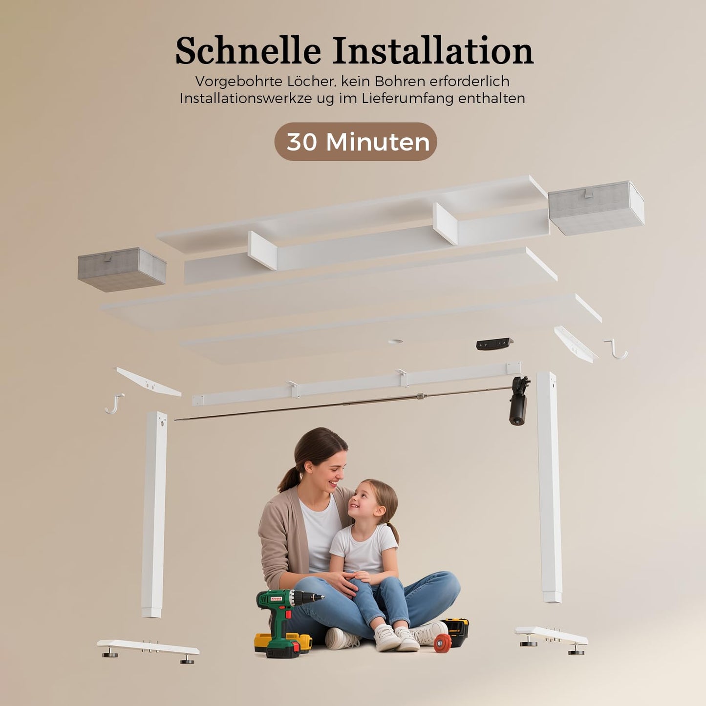 Sähköpöytä Laatikoilla Valkoinen 100 x 60 cm