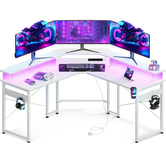 Pelipöytä L-Shape USB 129x129 cm