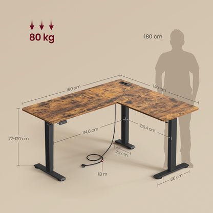Sähköpöytä L-Shape Vintage 140 x 160 cm
