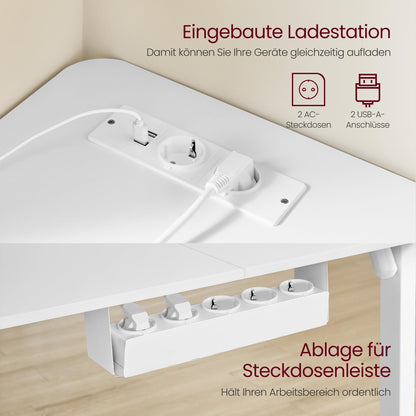 Sähköpöytä L-Shape Valkoinen 140 x 160 cm