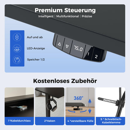 Sähköpöytä Laatikoilla Musta 100 x 60 cm