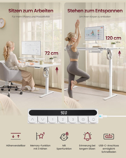 Sähköpöytä Valkoinen Näyttötasolla 160 x 80 cm