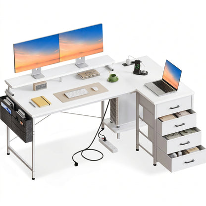 Toimistopöytä L-Shape AC/Usb Led Taso 140×80 cm