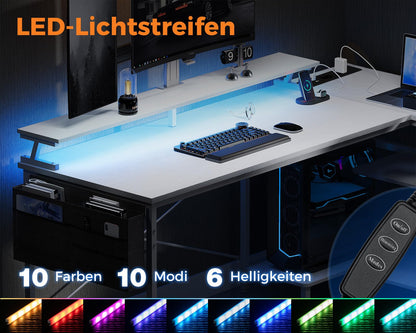 Pelipöytä Led L -Shape 120x80cm