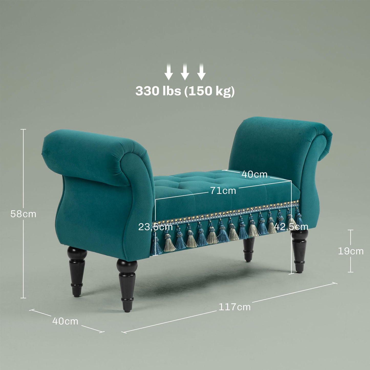 Luxus istuinpenkki Vintage 117 cm 150 kg Green