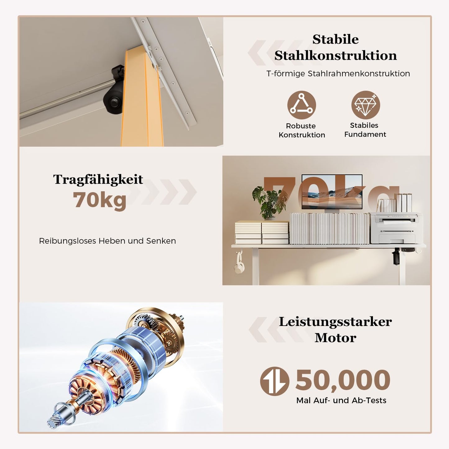 Sähköpöytä Laatikoilla Valkoinen 100 x 60 cm